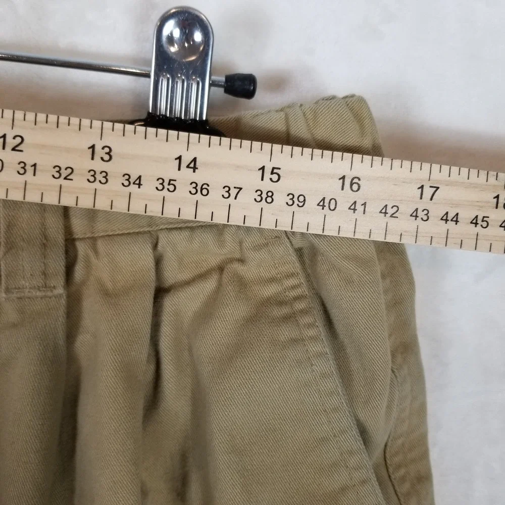 Reyn Spooner Mens Khaki Pleated Chino Shorts 100% Cotton Elastic Waist Tan 36‎